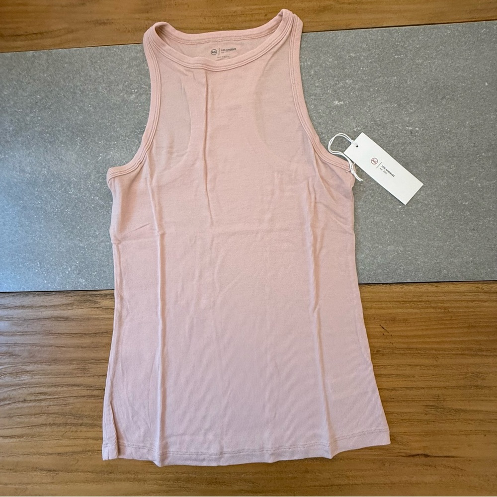 NWT AG Jeans Orso Tank Slim Fit Ribbed Racerback Pink Size Medium - Picture 4 of 9